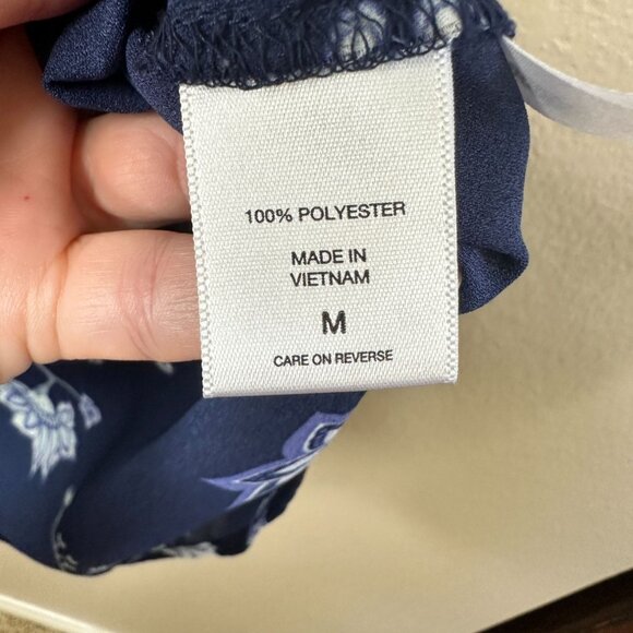 Soho New York & Company Womens Floral Sleeveless Top Navy Blue Medium Polyester - Picture 4 of 7